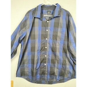 Structure Button Down Shirt Mens 2XL Modern Fit Plaid Blue Black Long Sleeve